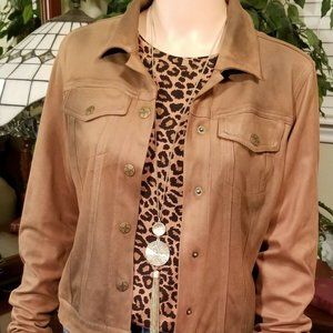 Jessica Simpson UltraSuede Brown Jacket M, NWOT